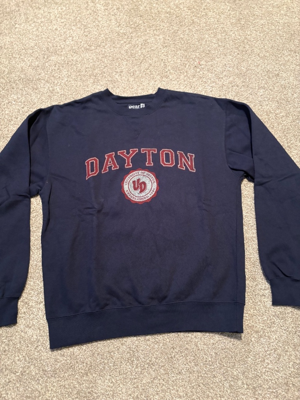 University of Dayton Crewneck Sweatshirt Men's M Navy UD Flyers Collegiate